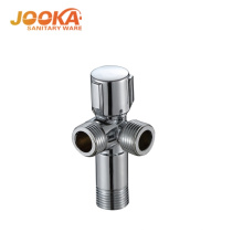 Wall mount 3-way angle valve with double outlet
